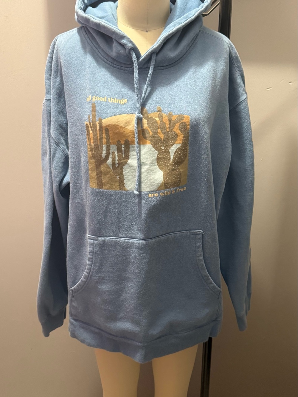 Blue Graphic Hoodie Sweatshirt - All Good Things Desert Print - Picture 5 of 9